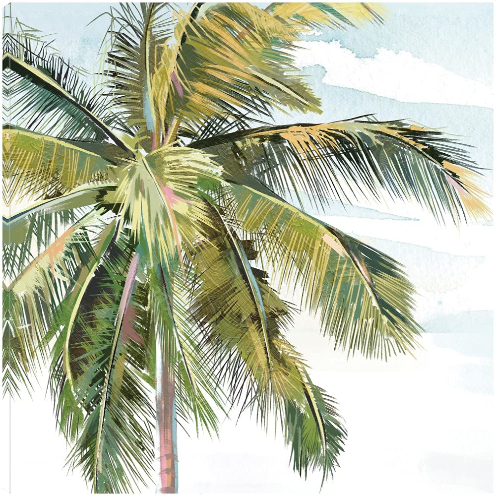 Tall Palm Tree Canvas Wall Art - Modern Botanical Painting by Carson Lyons - 22x22 Inch Ready to Hang - Perfect for Living Room, Bedroom, Office Decor - Nature Inspired Home Décor for Coastal, Tropical & Boho Interiors