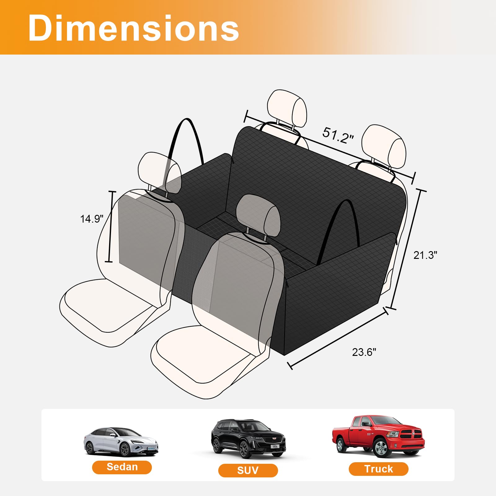 Honest Back Seat Extender for Dogs - Heavy Duty 400lbs Capacity Dog Car Seat Cover with Hard Bottom | Waterproof Pet Hammock for SUV, Truck & Car | Spacious & Durable (Standard, Black) - Perfect for Road Trips & Pet Travel Safety