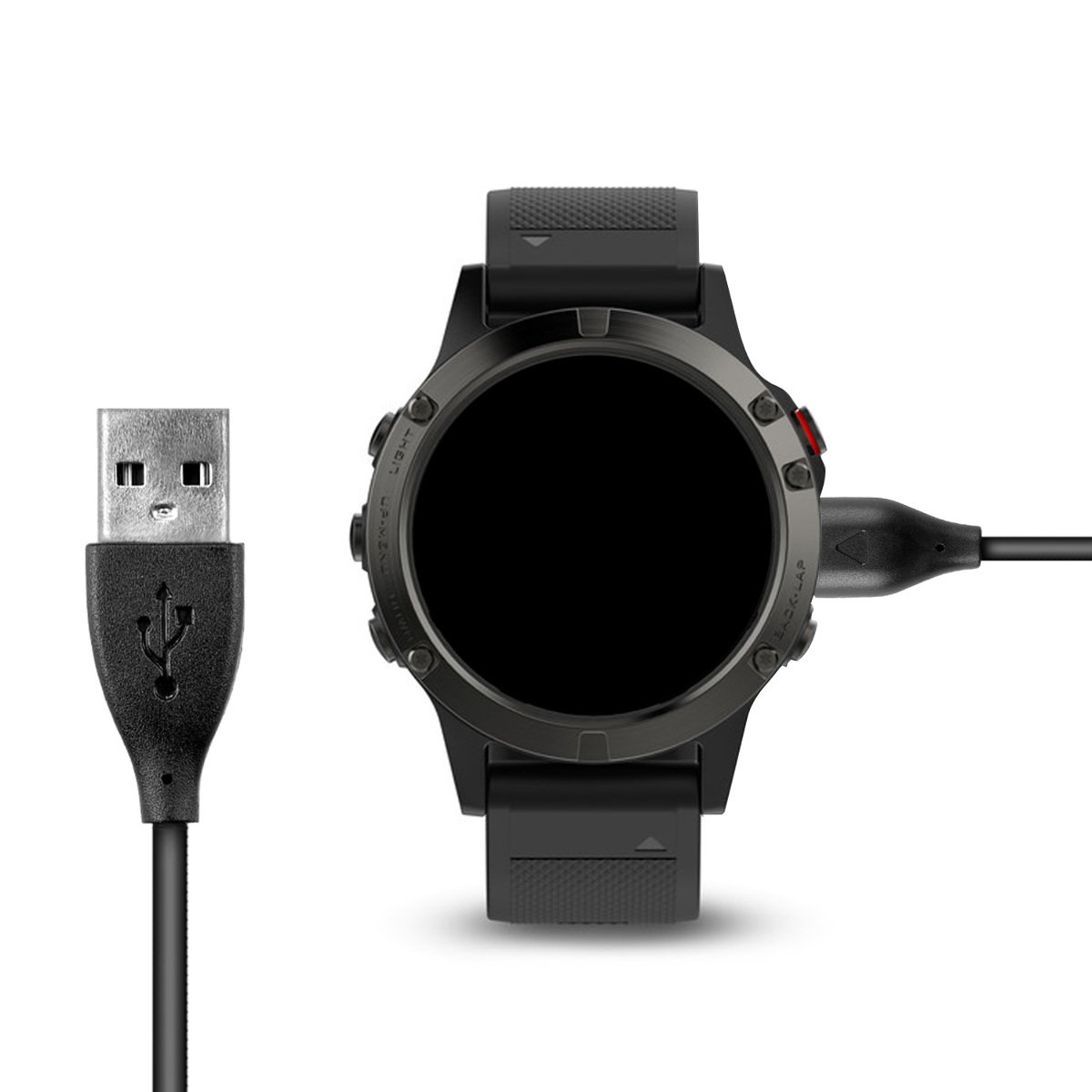 kwmobile USB Charger Cable for Garmin Vivoactive 3/4, Vivosport, Venu 2/2S/Sq, Fenix 5/6/7S/7 Smartwatch - Fast Charging Replacement Cord - Perfect for Travel, Workouts & Daily Use (Black)