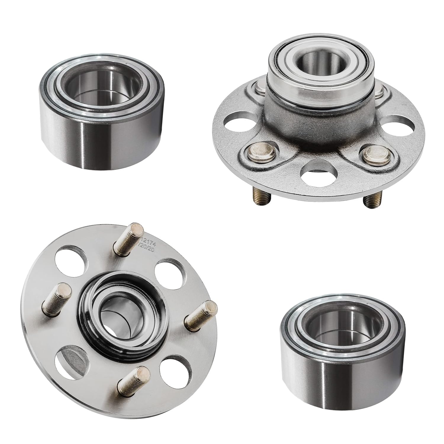 Detroit Axle 4-Piece Wheel Bearing Hub Kit - Compatible with 2001-2005 Honda Civic (Front & Rear Wheel Bearings Replacement) | Durable Auto Parts for Smooth Ride & Long-Lasting Performance | Perfect for Daily Commute, Road Trips & City Driving