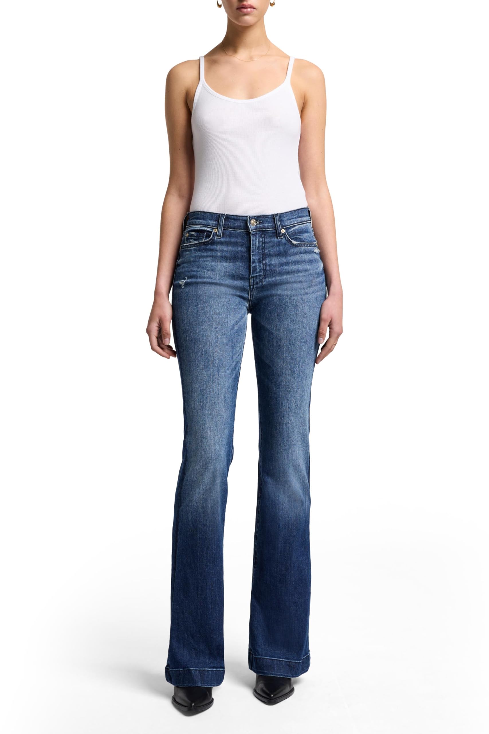 7 For All Mankind Women's Flare Wide Leg Jeans - High Waisted Stretch Denim Pants for Casual & Chic Outfits | Perfect for Work, Date Night & Weekend Wear