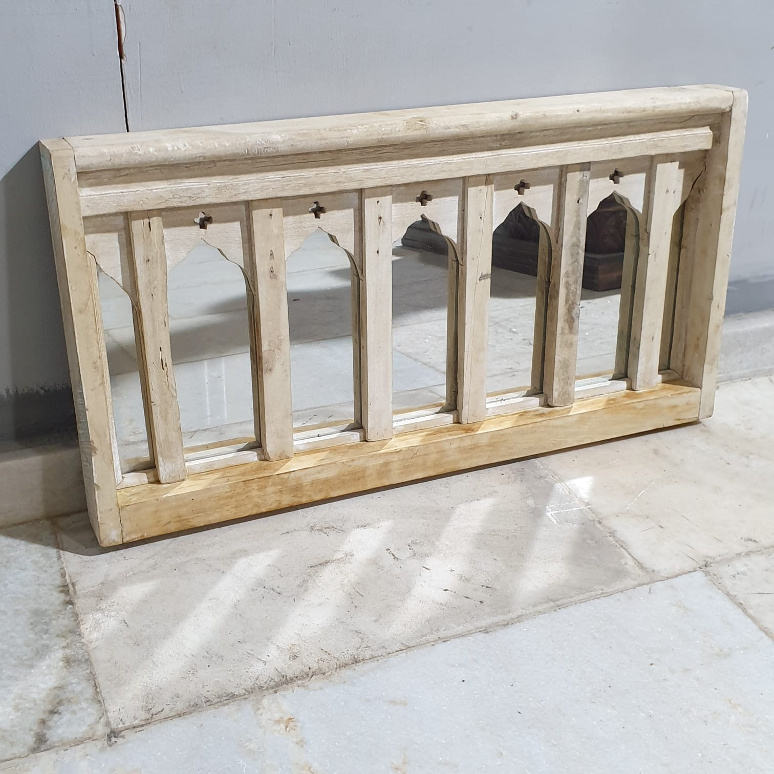Hand Carved Antique Indian Solid Wood Mirror Frame - 27.5