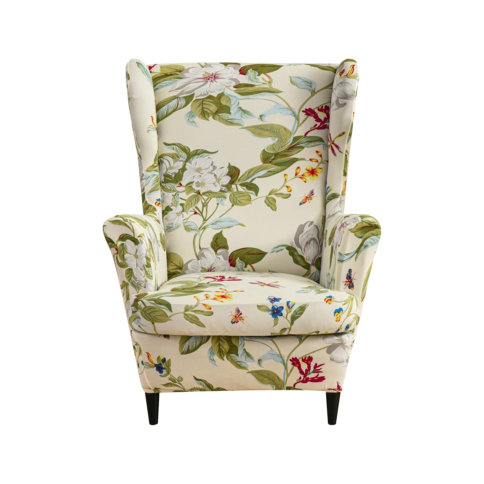 CRFATOP 2-Piece Stretch Wingback Chair Cover Set - Printed Spandex Slipcover with Elastic Bottom for Living Room, Bedroom - Fits Most Wingback Armchairs (06) - Perfect for Home Decor, Furniture Protection & Style Upgrade