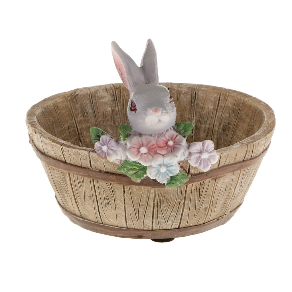 MagiDeal Decorative Bunny Rabbit Resin Planter - Flower Pot for Succulents, Herbs, Sedum, Bonsai - Cute Garden Decor for Indoor & Outdoor Use