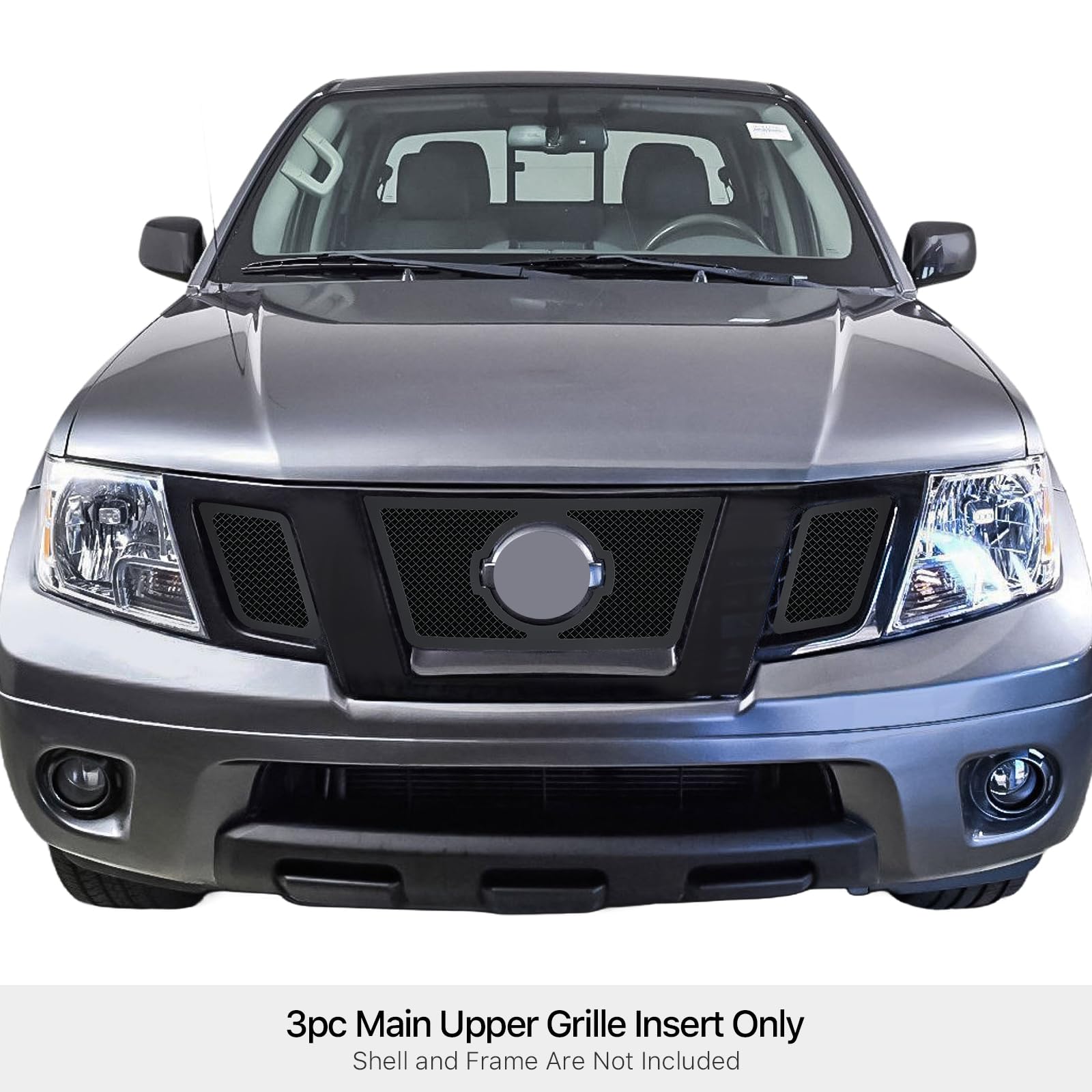 APS Compatible with Nissan Frontier 2009-2021 Main Upper Stainless Steel Black Mesh Front Grill Grille Insert N76641H - Upgrade Your Truck's Style & Protection for Off-Road Adventures