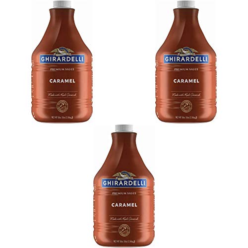 Ghirardelli Caramel Sauce Pump Bottle - 90.4 Oz (3-Pack) | Premium Dessert Topping for Ice Cream, Coffee & Baking | Bulk Caramel Dispenser for Cafes & Home Use