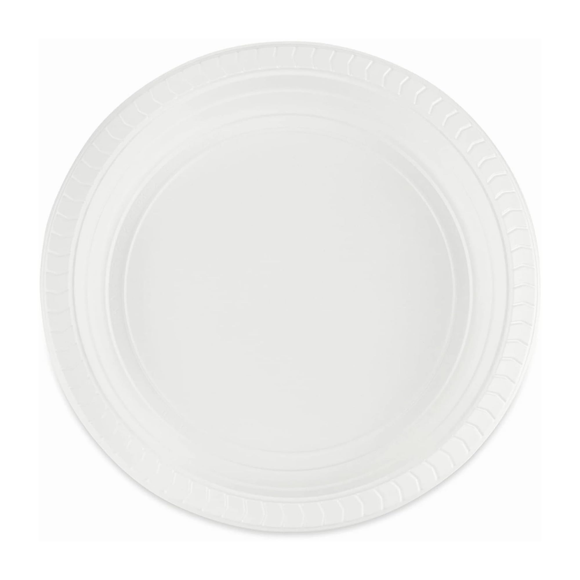 Nicole Fantini 10-Inch Disposable White Plastic Plates - 100 Count - Microwave Safe Round Dinner Plates for Thanksgiving, Christmas, Parties, Weddings & Holidays - Ideal for Catering, BBQs, Picnics & Family Gatherings