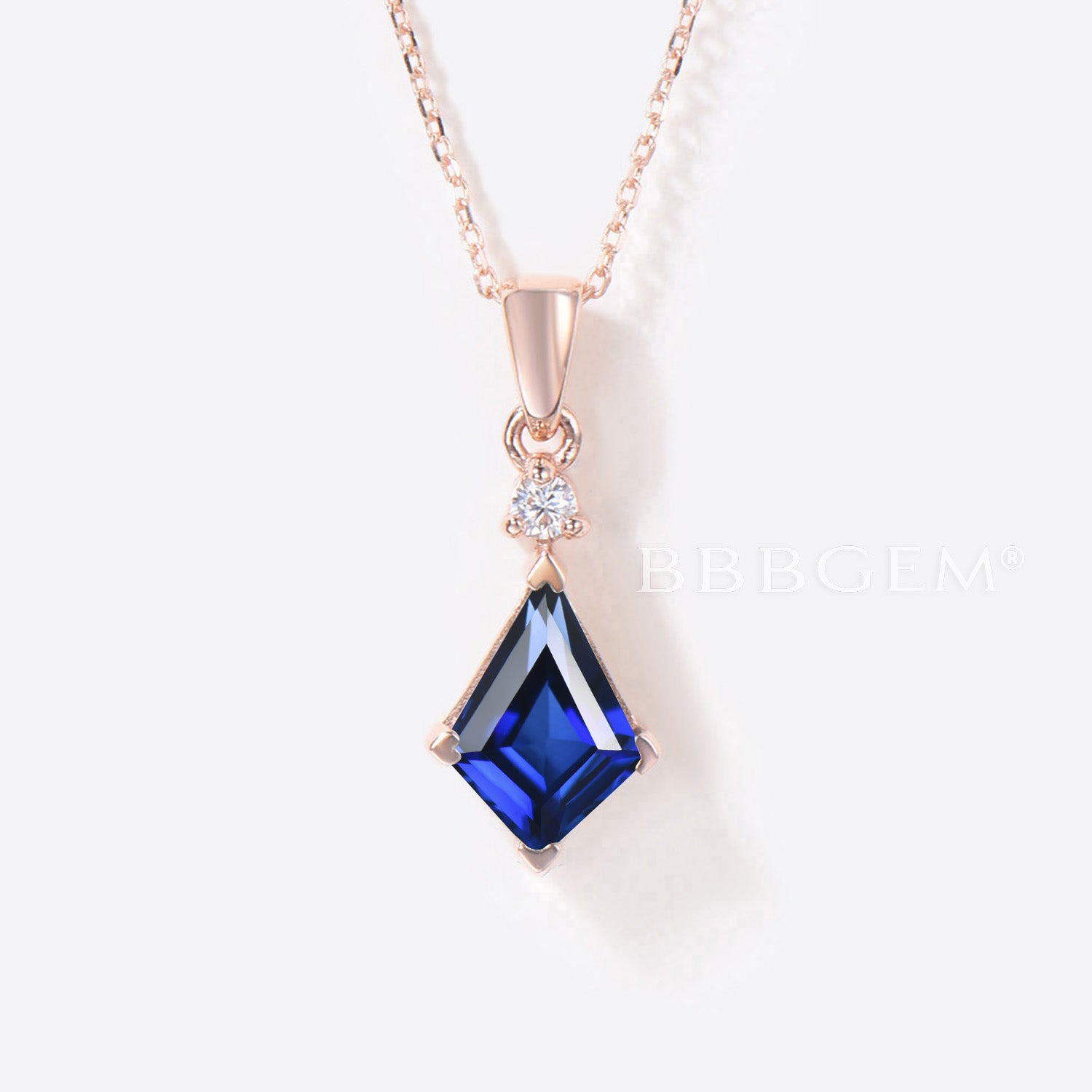 Elegant Sapphire Wedding Necklace - 14K Solid Rose Gold Blue Gemstone Bridal Pendant Jewelry for Bride, Anniversary Gift, Prom & Formal Occasions