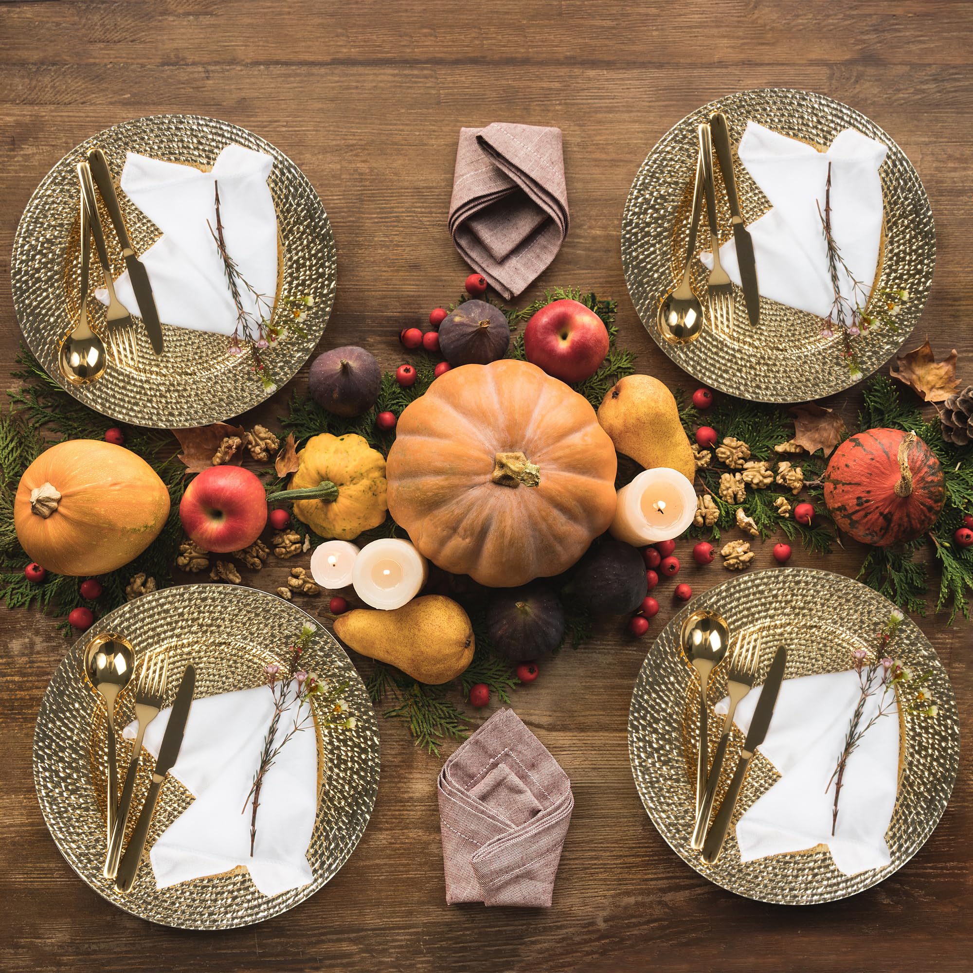 50 Pcs Gold Charger Plates Bulk - Elegant Decorative Dinner Plates for Weddings, Baby Showers & Graduations - 13 Inch Rustic & Modern Table Decor - Perfect for Banquets, Parties & Holiday Dining