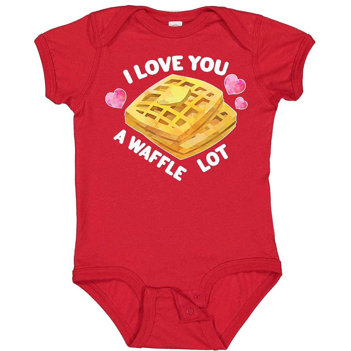 Inktastic Valentine's Day 'I Love You a Waffle Lot' with Hearts Baby Bodysuit - Cute Outfit for Valentine's Day, Baby Shower & Family Photos