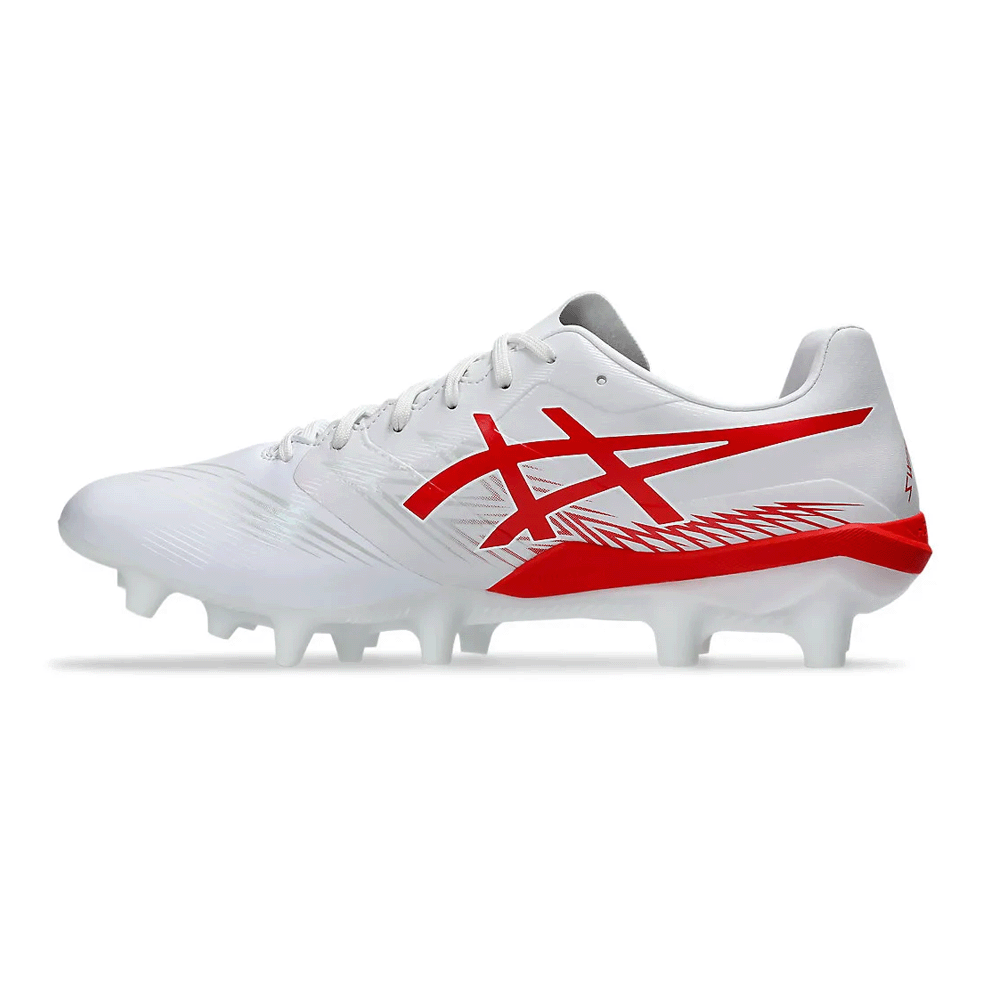 ASICS Swift Strike FG Football Cleats - White/Fiery Red Soccer Shoes for Men | Lightweight & Durable for Turf & Firm Ground | Perfect for Training & Matches