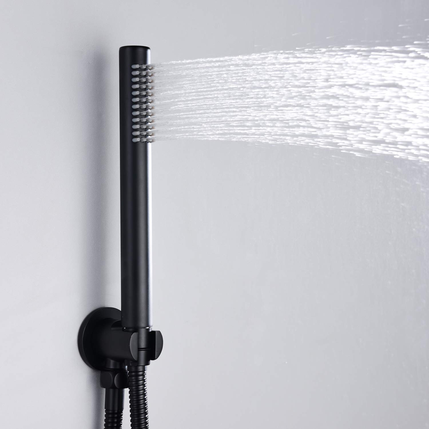 Premium Matte Black Rain Shower System with Waterfall Tub Spout - Complete 8 Inch Rainfall Shower Head & Handheld Sprayer Set - Modern Bathroom Faucet for Luxury Spa Experience at Home