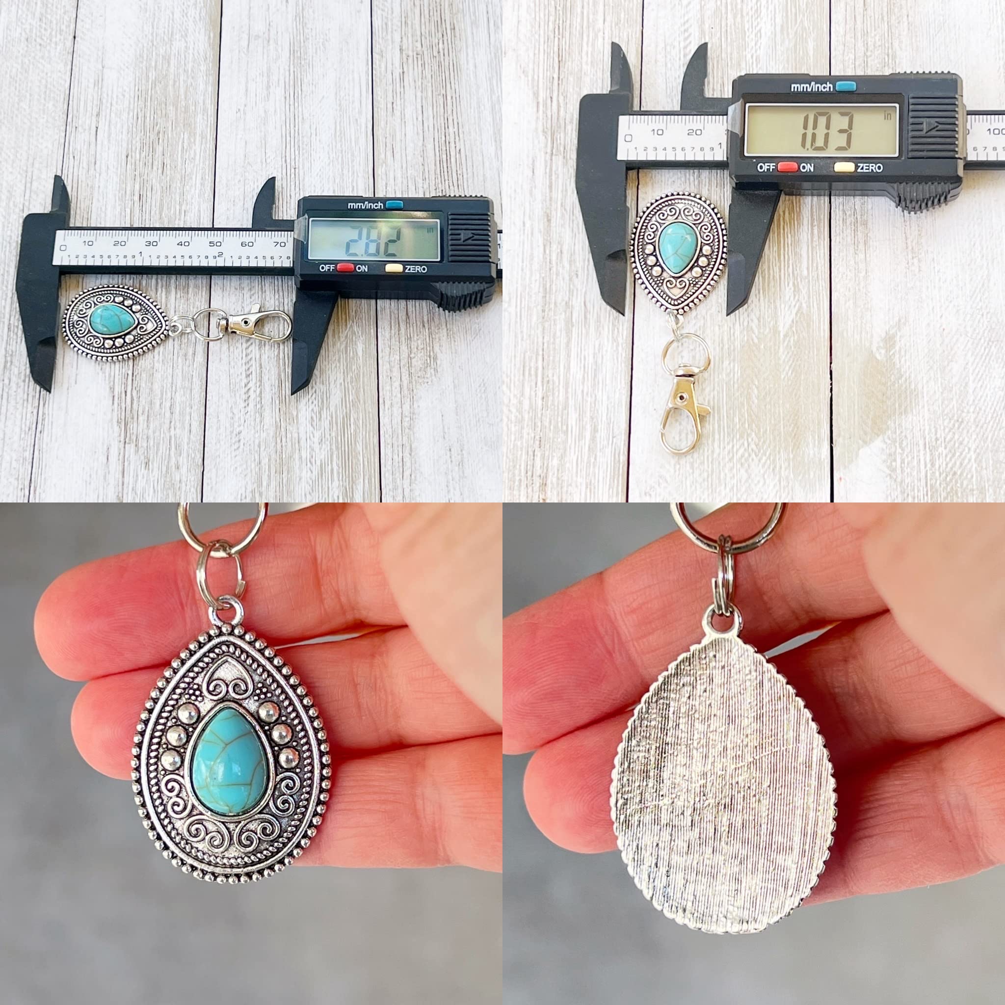 Silver Boho Western Medallion Turquoise Zipper Pull - Handmade Custom Zipper Charms for Backpacks, Purses & Camera Bags | Unique Handbag Jewelry & Cool Keychain Accessories | Perfect for Boho Style Lovers & Western Fashion Enthusiasts