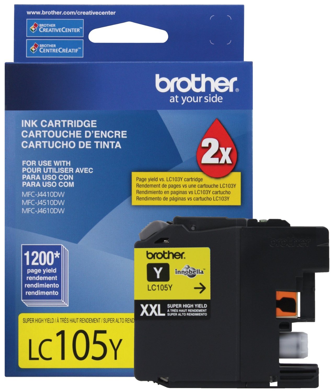 Brother LC105Y Super High Yield Yellow Ink Cartridge - 3 Pack | Compatible with Brother Printers | Ideal for Home, Office & School Printing Needs