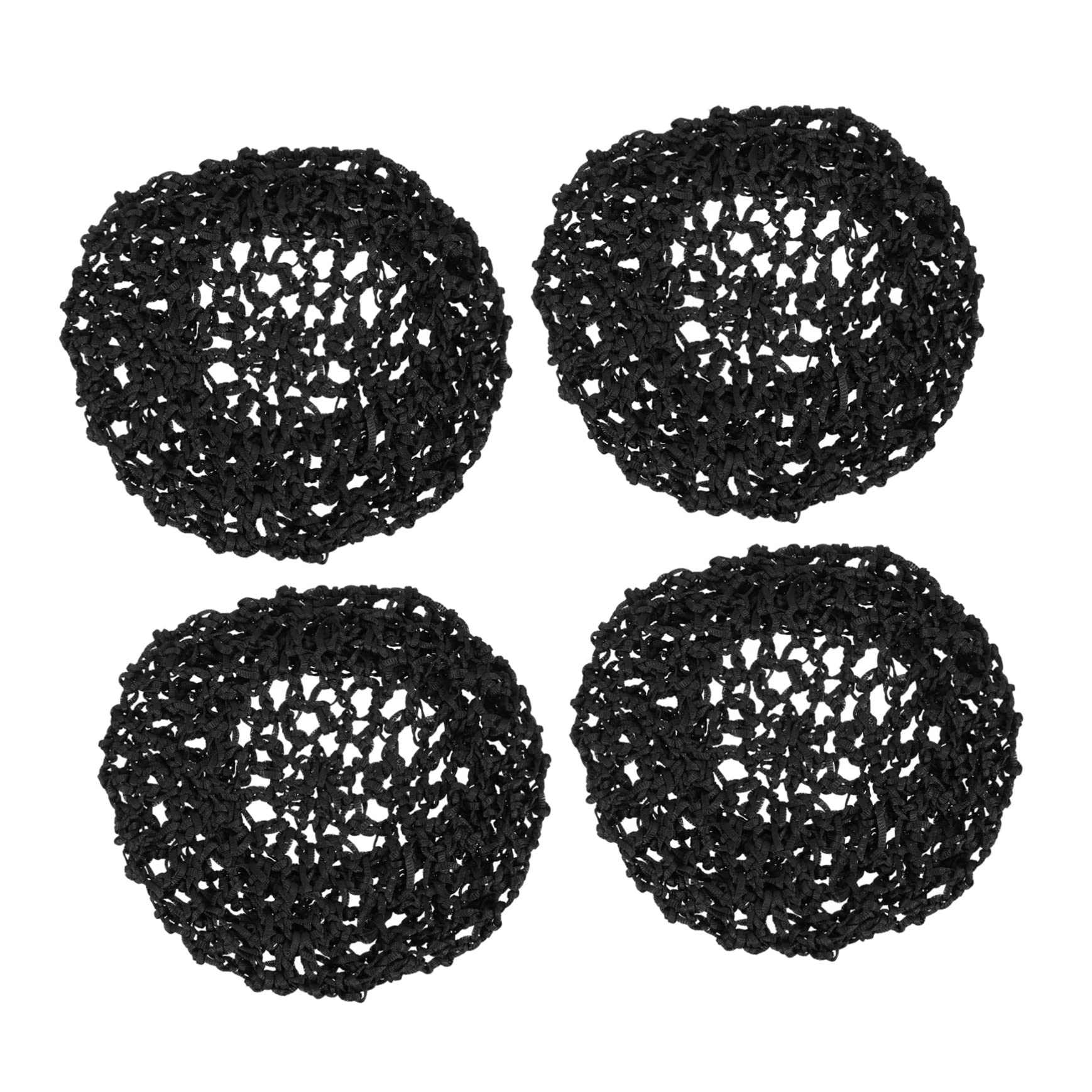 KALLORY Women's Headbands 4-Pack - Breathable Mesh Hair Nets for Sleeping, Crochet Hair Cover, Black Scarf Cap & Triangle Fabric Hats for Women | Perfect for Nighttime, Travel & Hair Protection