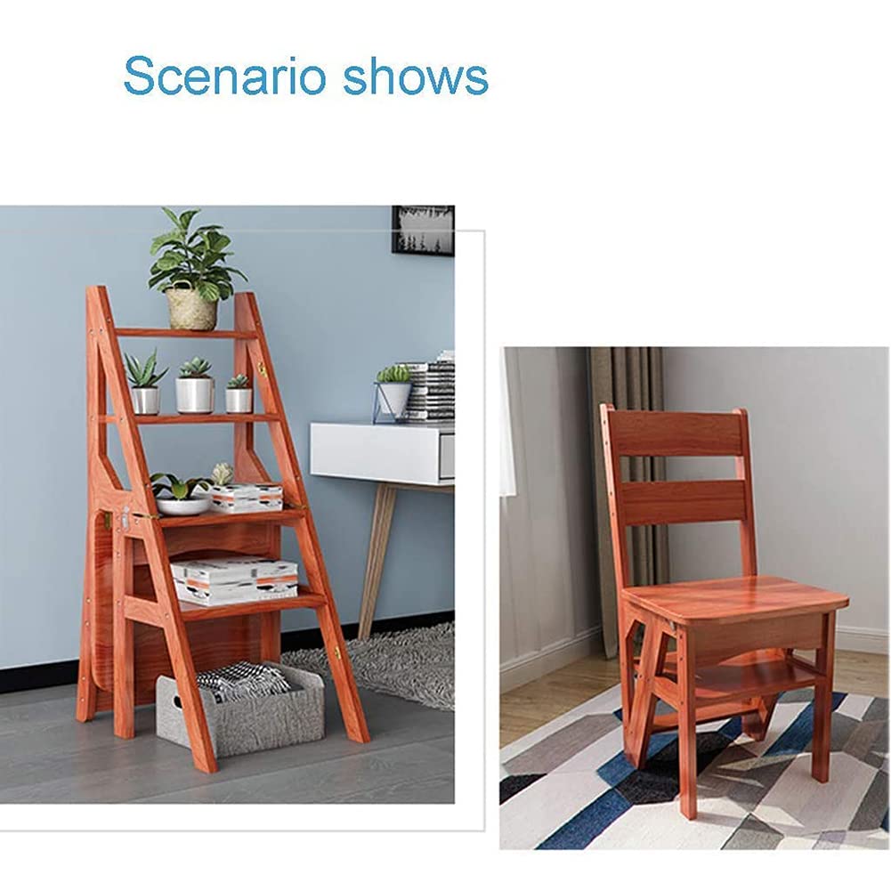 4-Step Wooden Folding Step Stool - Non-Slip Safety Ladder Stool for Indoor Use | Multifunctional Climbing Stool for Kitchen, Bathroom, and Home Organization | Compact Storage Solution