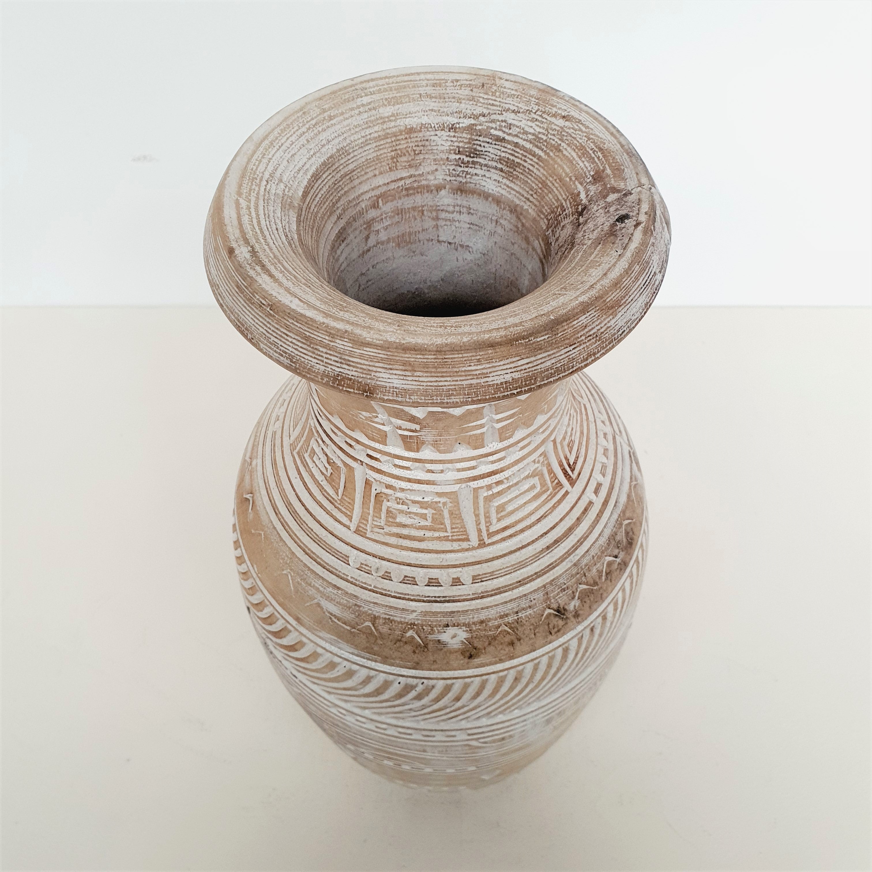 Handmade Wooden Timor Vase - Natural Home Decor for Flowers, Centerpiece & Boho Style Living Room Decorations