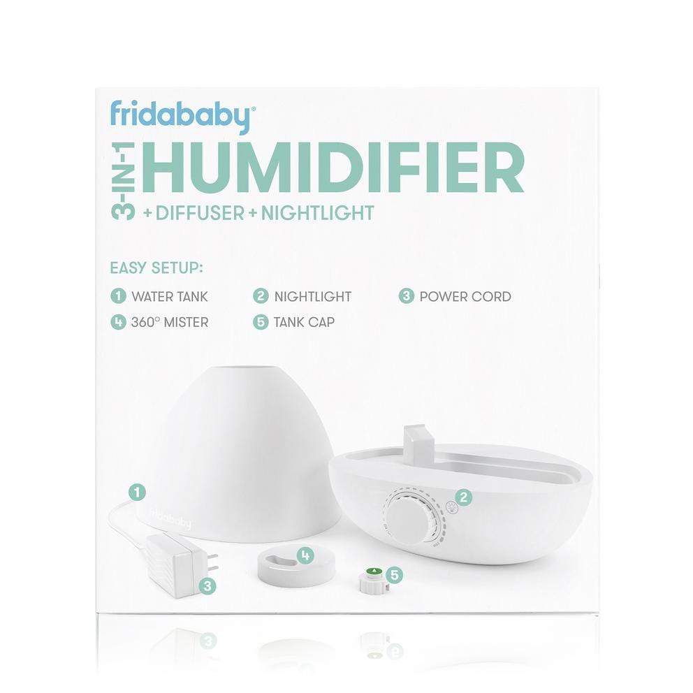 FridaBaby BreatheFrida 3-in-1 Humidifier, Diffuser & Nightlight for Baby Nursery - Cool Mist Humidifier with Essential Oil Diffuser and Soothing Night Light for Better Sleep and Congestion Relief