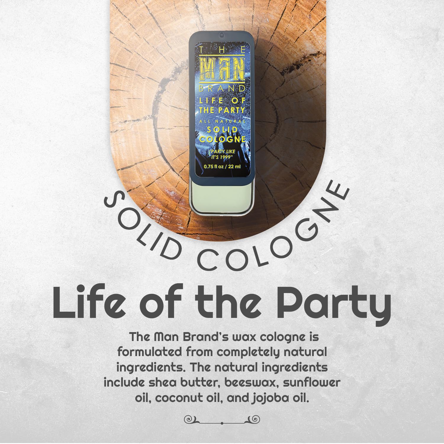 Life of the Party Solid Cologne for Men - Natural & Travel-Sized Wax Cologne (3/4 oz) | Fresh Cool Water Scent | Perfect for Daily Use, Gym, Travel & Gifts