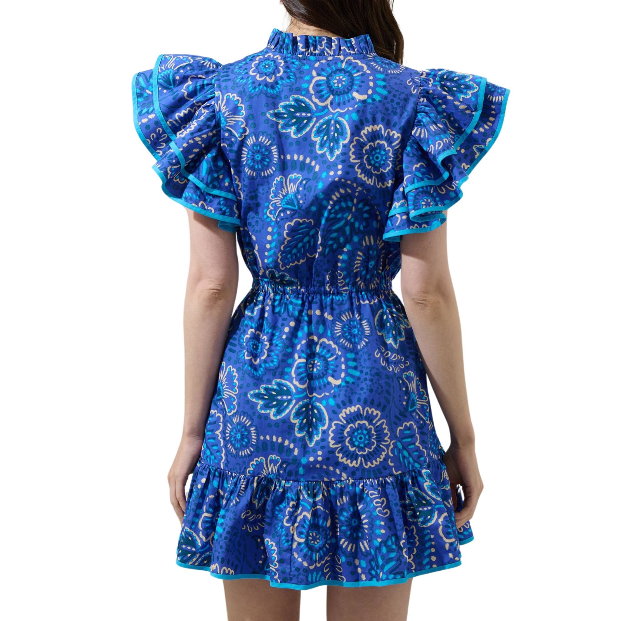 Kenner Floral Alina Ruffle Shift Mini Dress - Women's Summer Floral Print Short Dress for Beach, Party & Vacation | Trendy Ruffled Hem A-Line Sundress