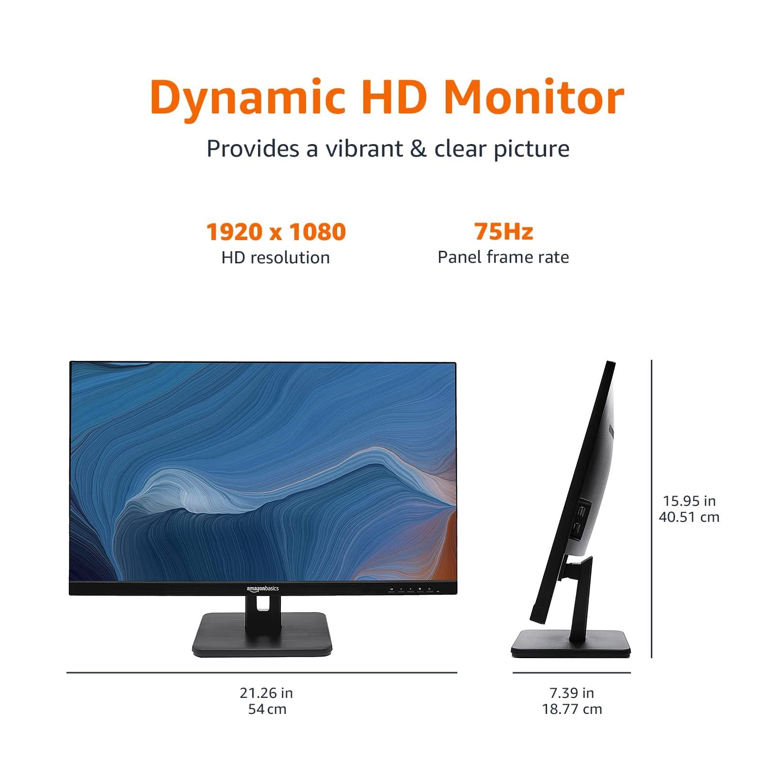 Amazon Basics 24-inch IPS Monitor - 75Hz Refresh Rate, FHD 1080P Resolution with AOC Technology, HDMI/DisplayPort/VGA Inputs, VESA Mount Compatible, Built-in Speakers - Ideal for Home Office, Gaming & Entertainment (Black)