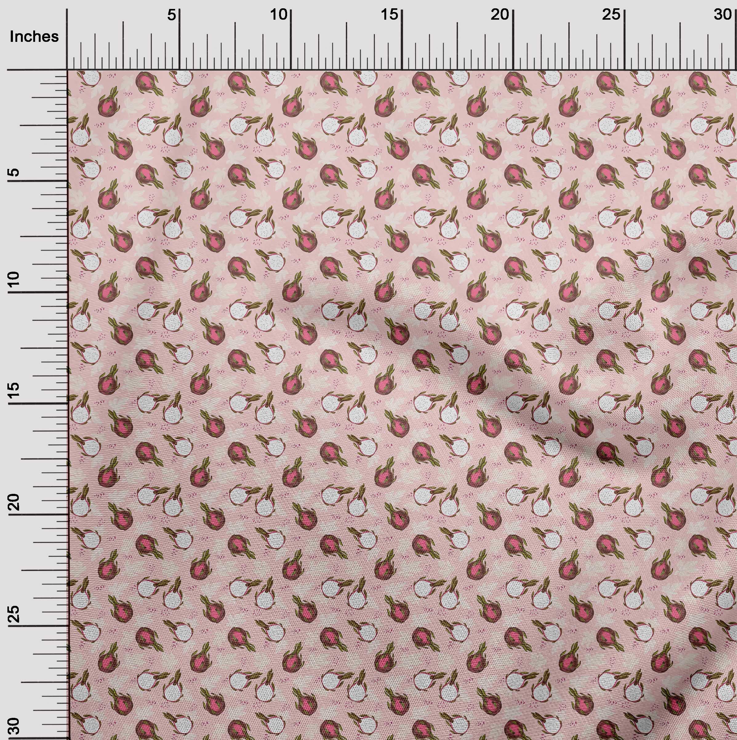Premium 100% Cotton Cambric Fabric - Soft Baby Pink Dragonfruit Print Dress Material, 42 Inches Wide | Perfect for DIY Dresses, Skirts, and Baby Clothes