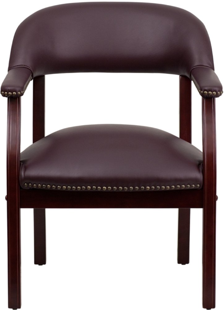 Flash Furniture Diamond Burgundy LeatherSoft Conference Chair with Accent Nail Trim - Ergonomic Office Chair for Executive Meetings & Home Office Workspace