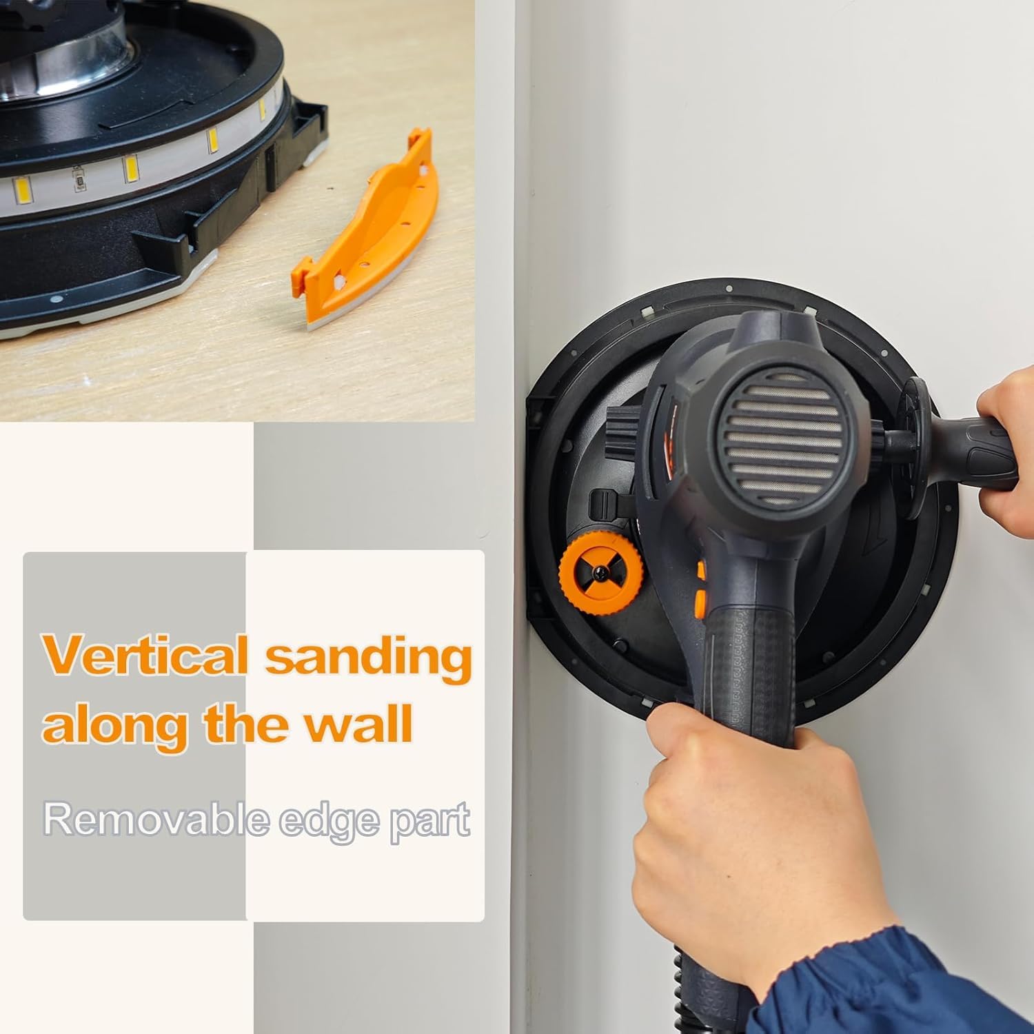 MAXXT 810W Electric Drywall Sander - Variable Speed 1500-2800RPM for Walls & Ceilings - Upgraded Sanding Pad with Adjustable Suction & Self-Dust Extraction (120V) - Perfect for Home Renovation, DIY Projects & Professional Construction Work