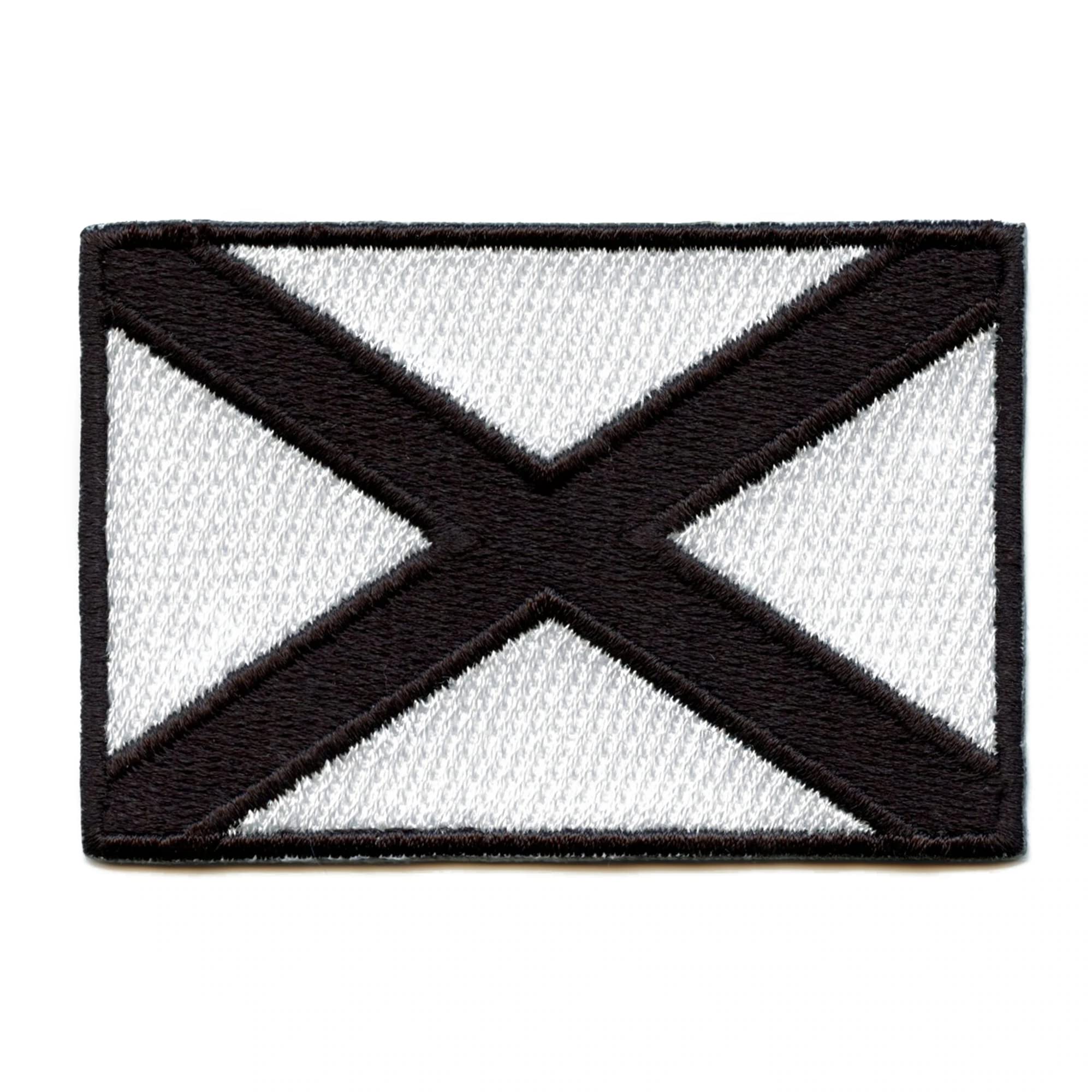 Alabama State Flag Grayscale Embroidered Iron-On Patch for Travel, Home Decor & Souvenirs – Perfect for Jackets, Bags & DIY Crafts