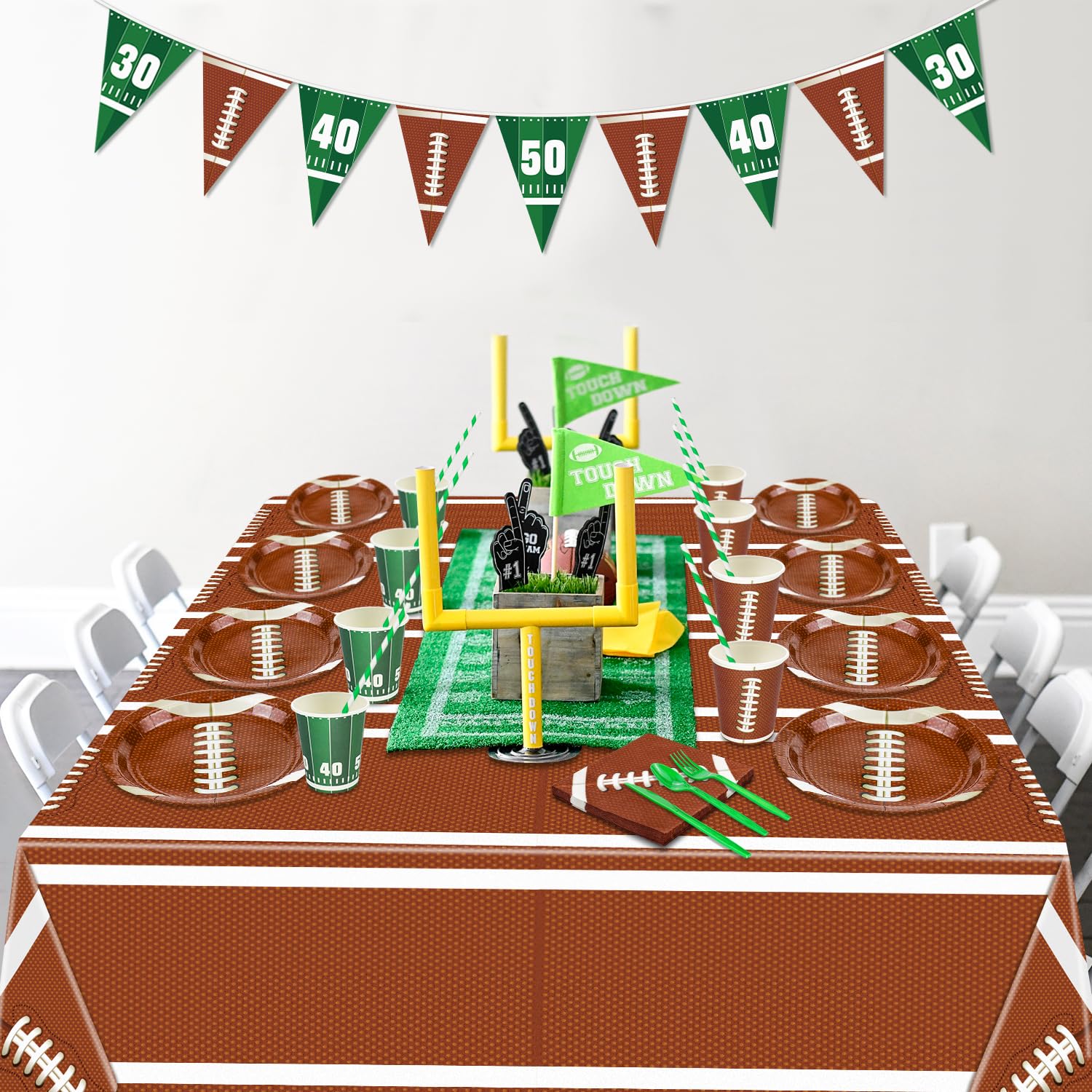 81Pcs Football Party Decorations Set - Includes Birthday Plates, Napkins, Tablecloth & Forks for Football Themed Birthday Party Supplies | Perfect for Kids Game Day Celebrations, Sports Fan Parties & Serving 20 Guests