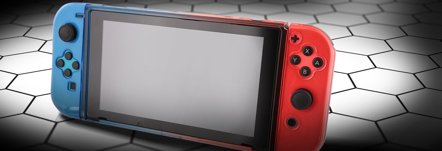 Nyko Protective Case for Nintendo Switch - Dockable Thin Hard Shell Travel Cover with Tempered Glass Screen Protector (Red & Blue) | Perfect for Gaming On-The-Go & Travel Protection