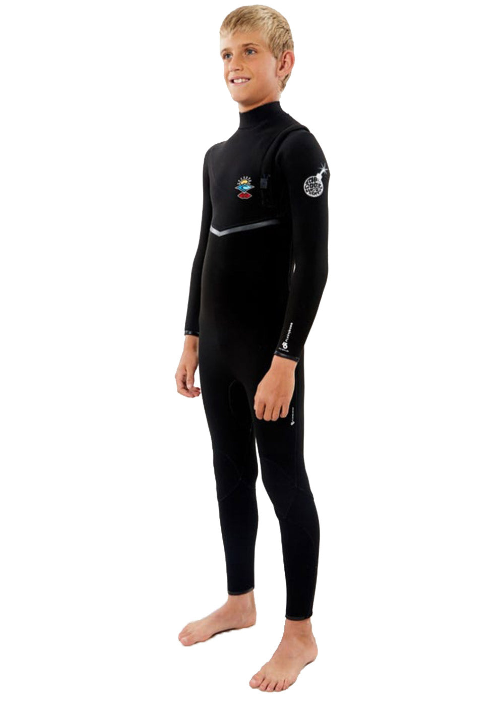 Rip Curl Youth Flashbomb 3/2mm Chest Zip Steamer Wetsuit for Kids - Warm & Flexible Surfing Suit for Cold Water | Perfect for Surfing, Diving & Water Sports