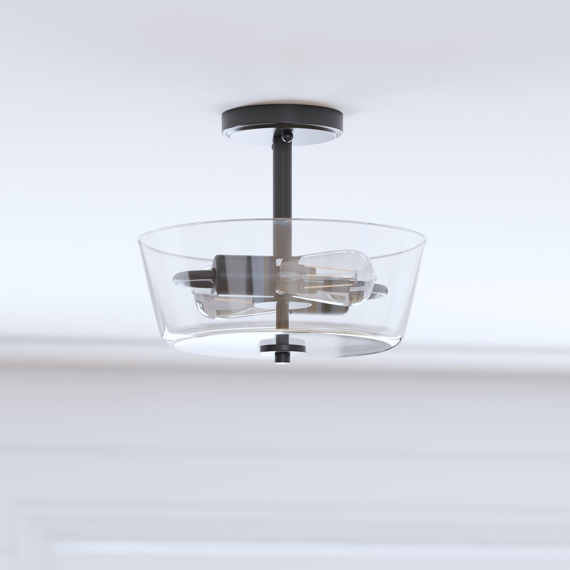 Viktora Semi Flushmount Ceiling Light Fixture - Espresso Brown Finish - Modern Lighting for Bedroom, Hallway, or Entryway
