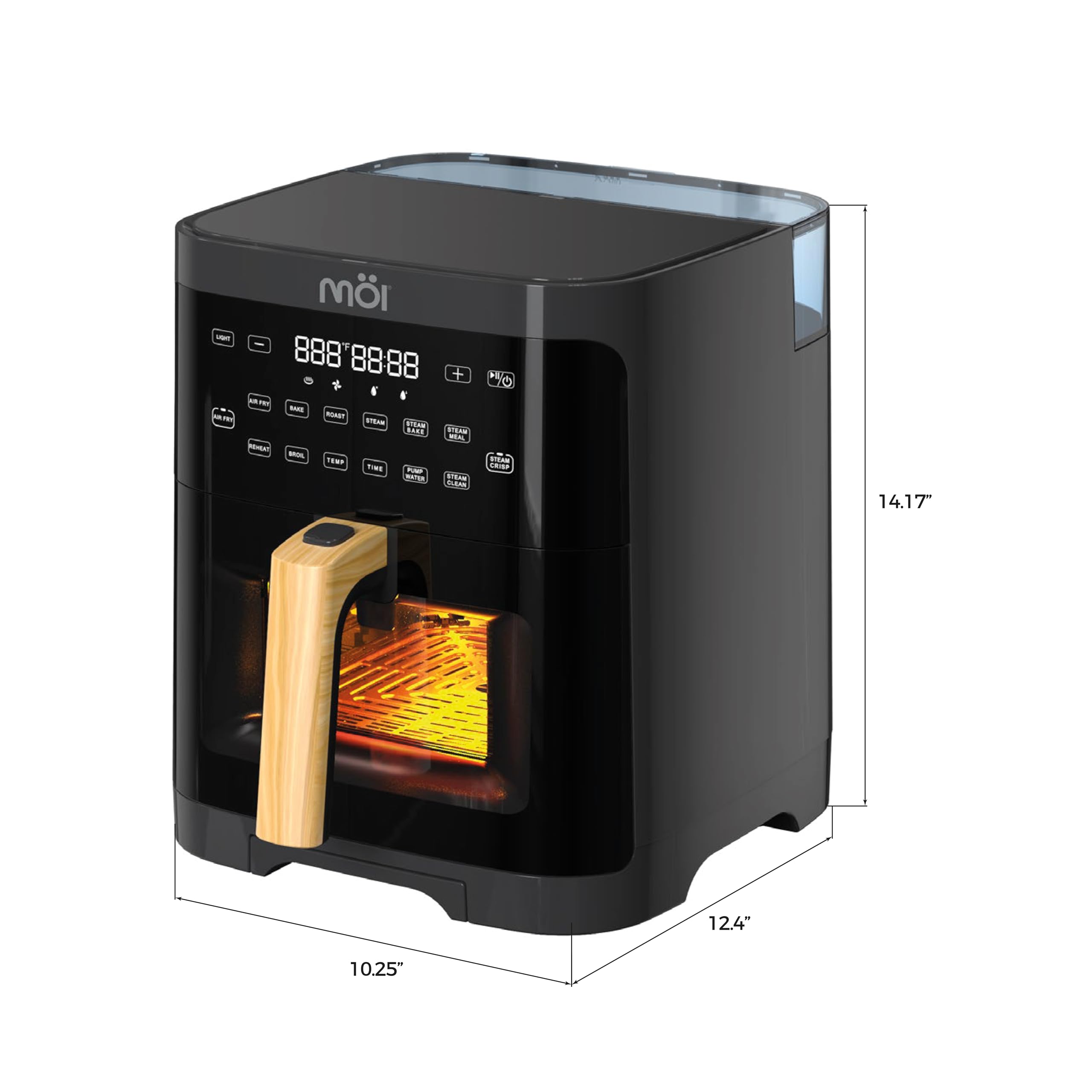 5QT Digital Air Fryer with Steam Function - Stainless Steel Convection Oven with Adjustable Temperature & 12 Presets | Oil-Free Frying, Baking & Toasting | Perfect for Healthy Cooking, Quick Meals & Family Dinners