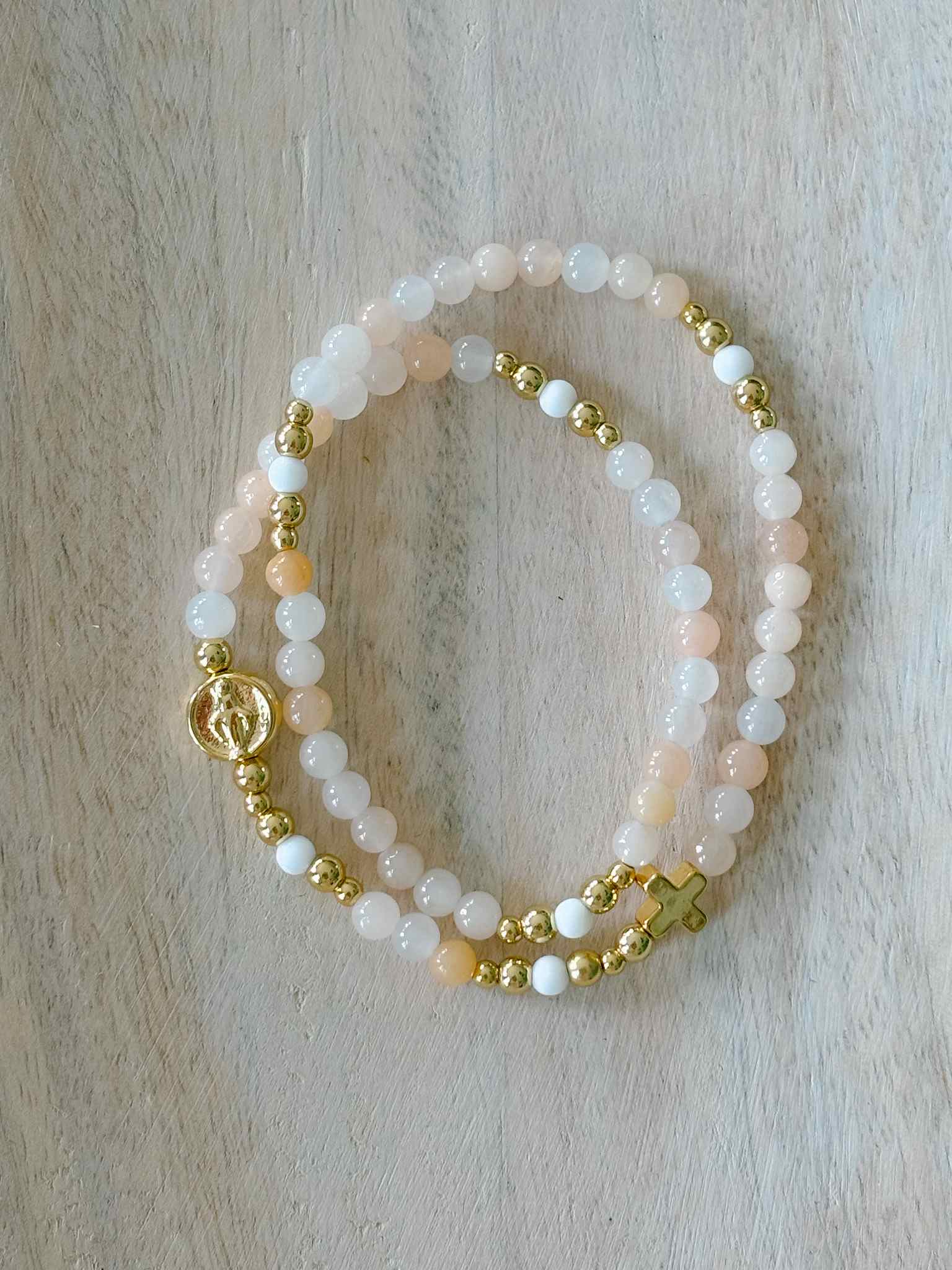 Elegant Peach Wrap Rosary Bracelet for Women - Stylish Religious Jewelry for Prayer, Daily Wear & Gifting