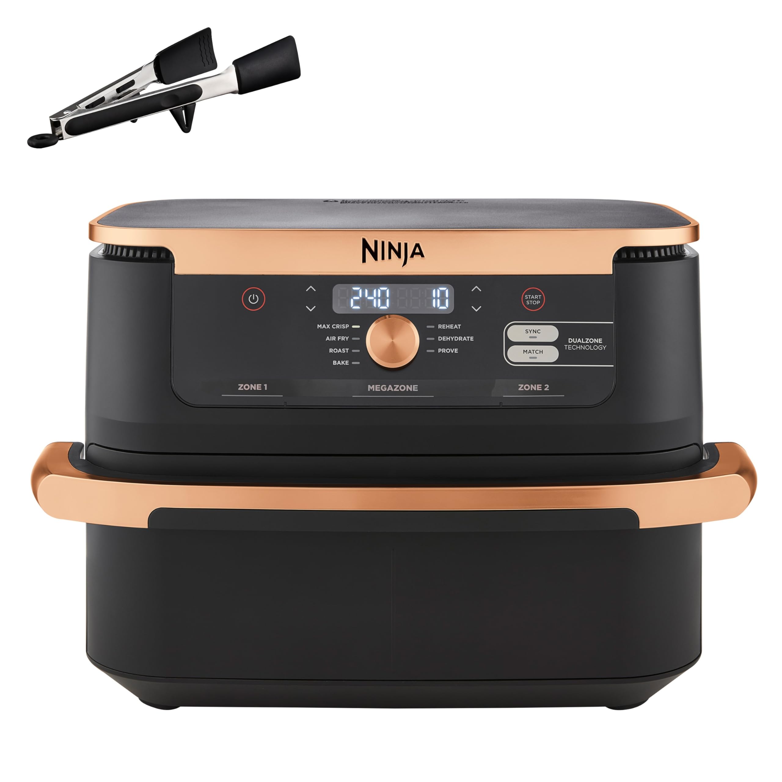 Ninja Foodi FlexDrawer Air Fryer - Dual Zone 10.4L Large Capacity with Removable Divider | 7-in-1 Multi Cooker for Air Frying, Roasting, Baking & Crisping | Non-Stick Dishwasher Safe Parts (Black/Copper) | Perfect for Family Dinners, Meal Prep & Healthy Cooking