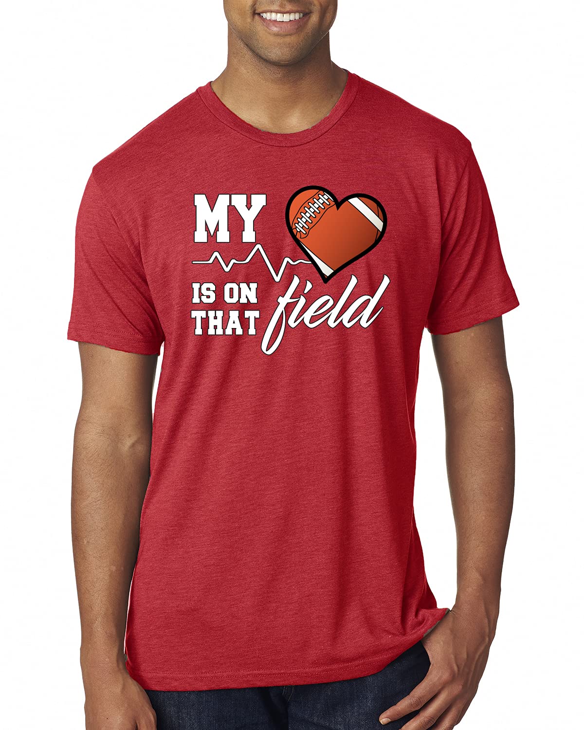 My Heart is On That Football Field - Premium Tri-Blend Sports T-Shirt for Men | Comfortable & Breathable for Game Day, Training & Casual Wear