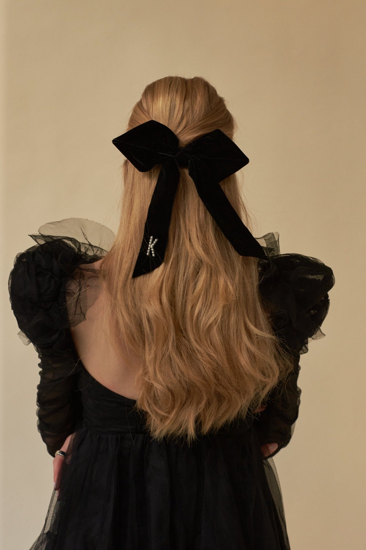 Elegant Monogram Crystal & Pearl Bow Barrette Hair Clip - Perfect for Weddings, Prom, Parties & Special Occasions