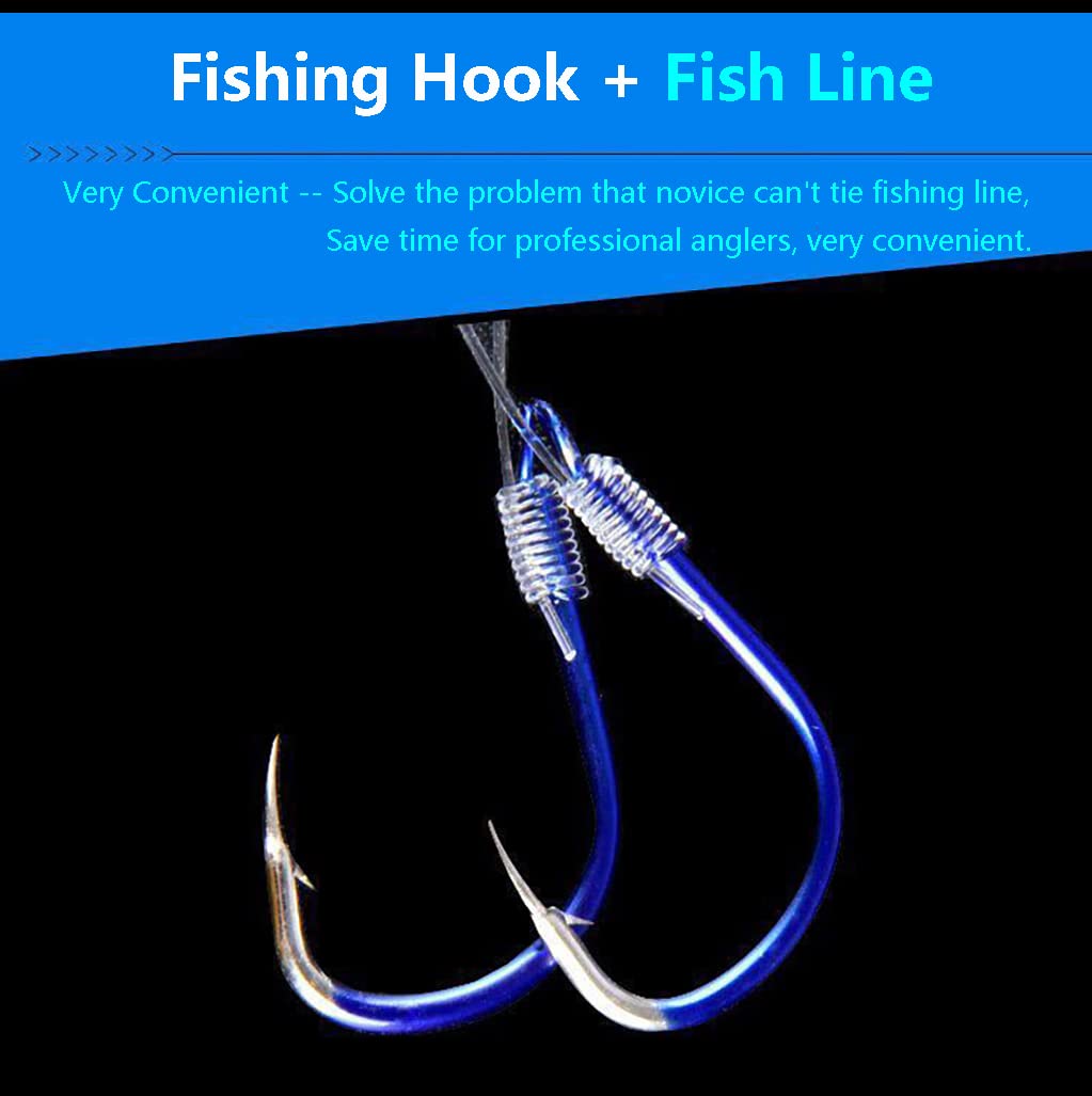 Dyxssm Small Fishing Hooks with Nylon Line - 20 Pack Tiny Hooks for Freshwater & Saltwater Fishing - Perfect for Trout, Bass, and Panfish
