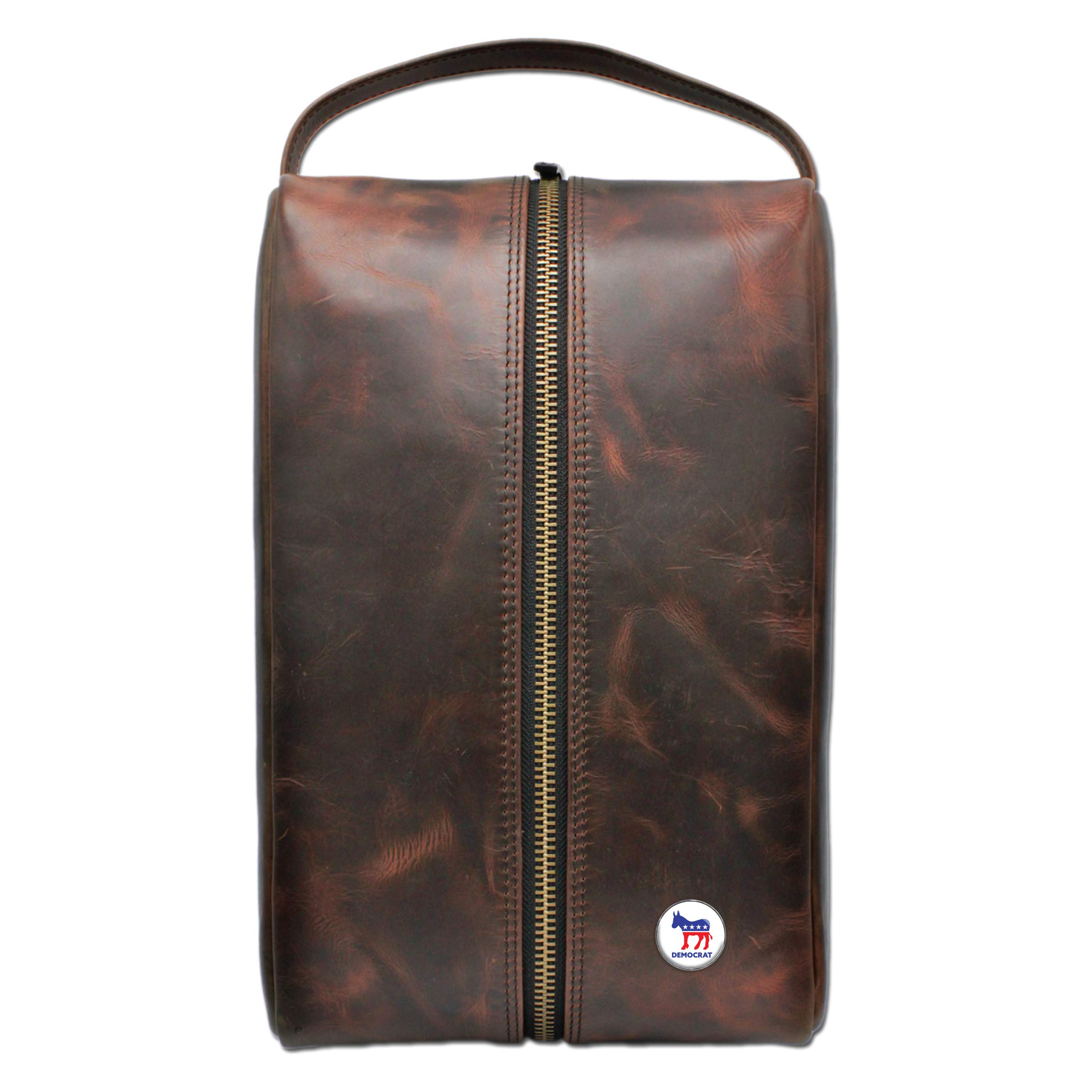 Premium Leather Shoe Bag for Military & Golf - Patriotic USA Made Dakota Leather with Secure Zipper Closure | Perfect for Travel, Storage & Sports Equipment Protection