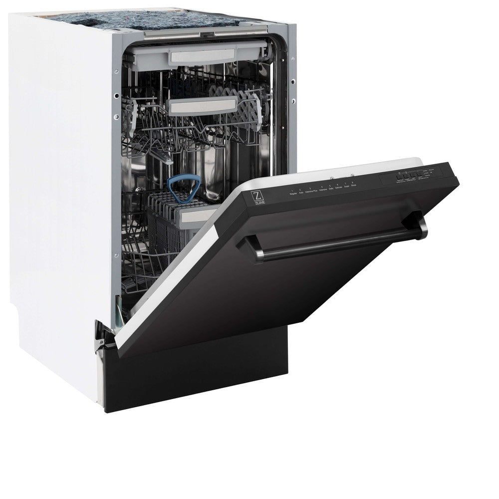 ZLINE 18 Inch Tallac Series 3rd Rack Top Control Built-In Dishwasher - Black Stainless Steel with Stainless Steel Tub, 51dBa Ultra Quiet (DWV BS 18) | Perfect for Modern Kitchens, Small Spaces & Energy-Efficient Homes