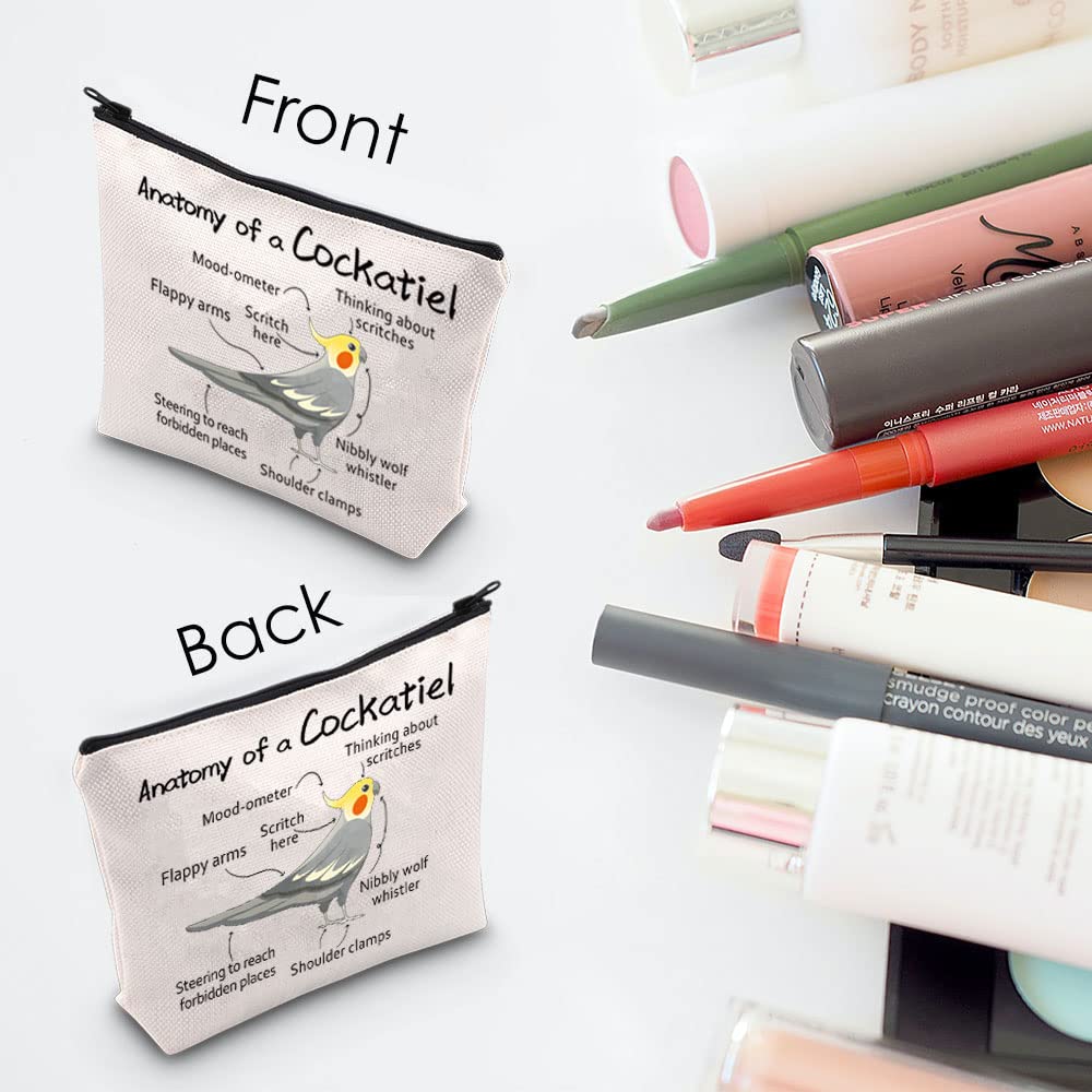Cockatiel Makeup Bag - Cute Zipper Pouch for Women & Girls | Perfect Gift for Bird Lovers & Travel