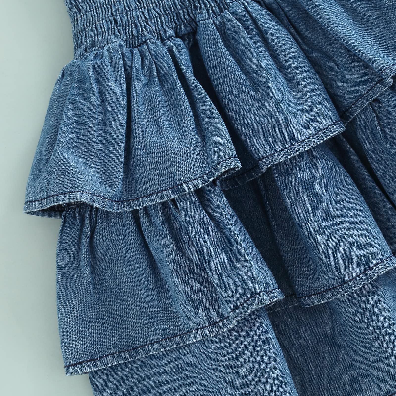 Newborn Baby Girl Denim Romper Dress with Ruffle - Cute Jean Overalls & Shorts for Infants | Perfect for Photoshoots, Playdates & Special Occasions