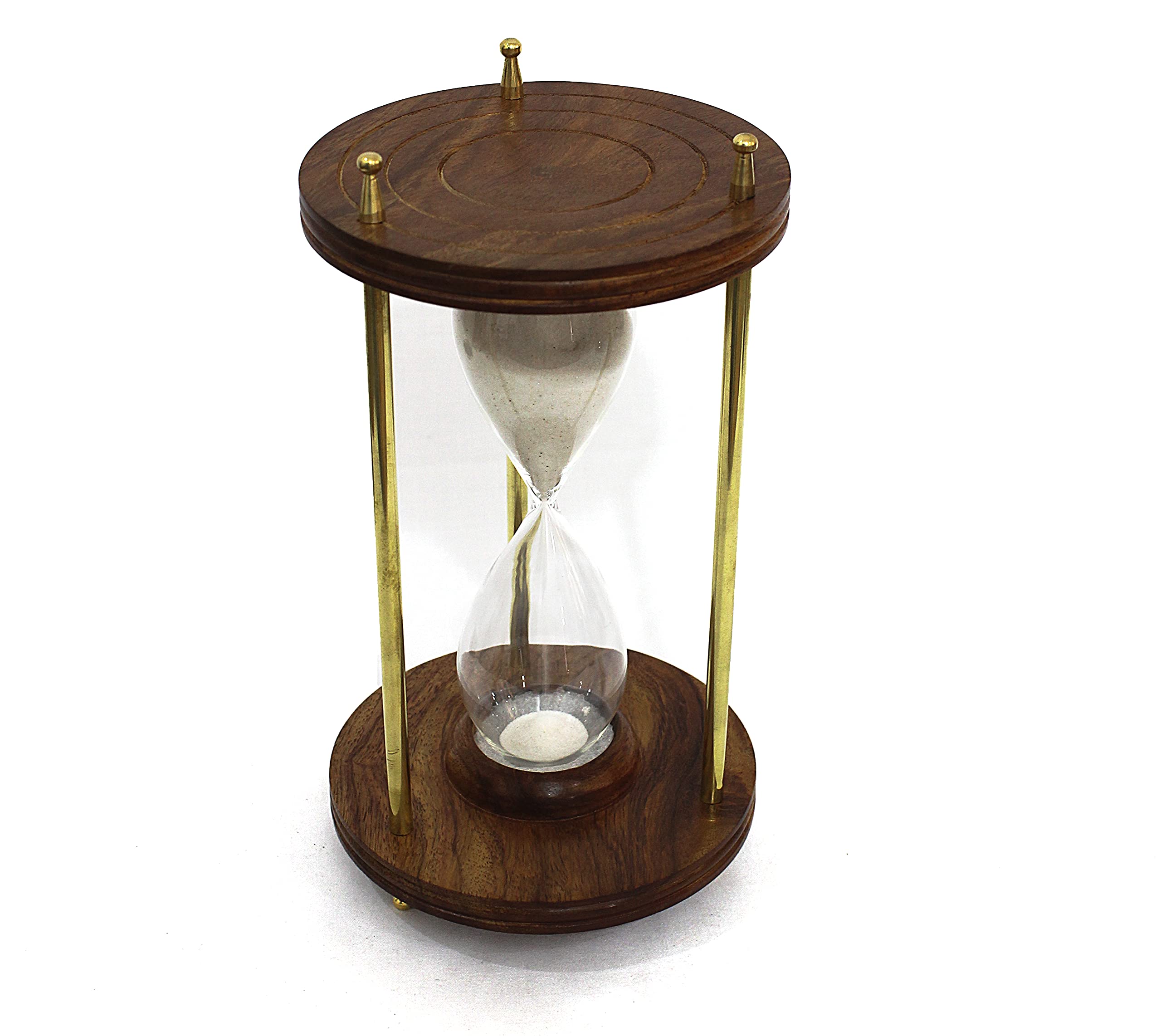 Vintage Nautical Hourglass Sand Timer - Antique Wooden Round Sand Clock for Home Decor, Office Desk, Meditation & Gift Giving