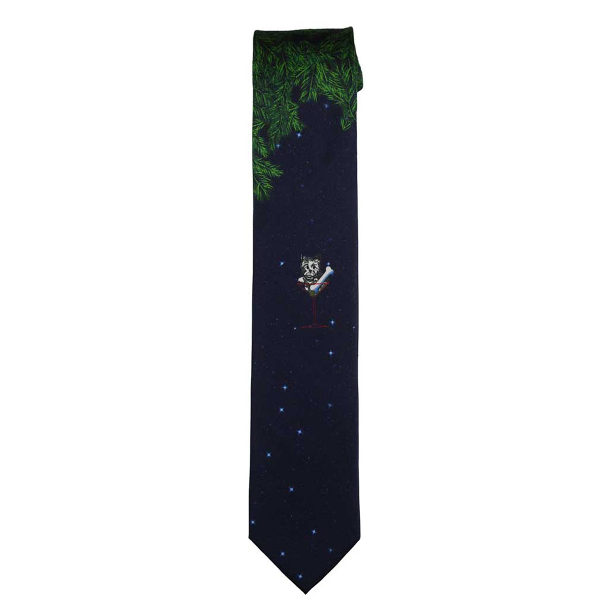 Essex Classics Men's Martinis & Mutts Silk Necktie | Stylish Dog & Cocktail Themed Tie for Business, Weddings & Formal Events