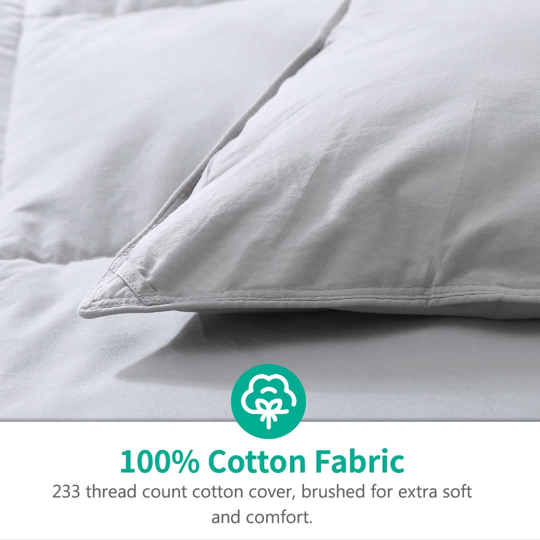 Organic Gray Feather Down Fiber Comforter California King - All-Seasons 100% Cotton Duvet Insert with Quilted Medium Warmth - 104x96 Cloud Grey - Perfect for Cozy Bedrooms & Guest Rooms