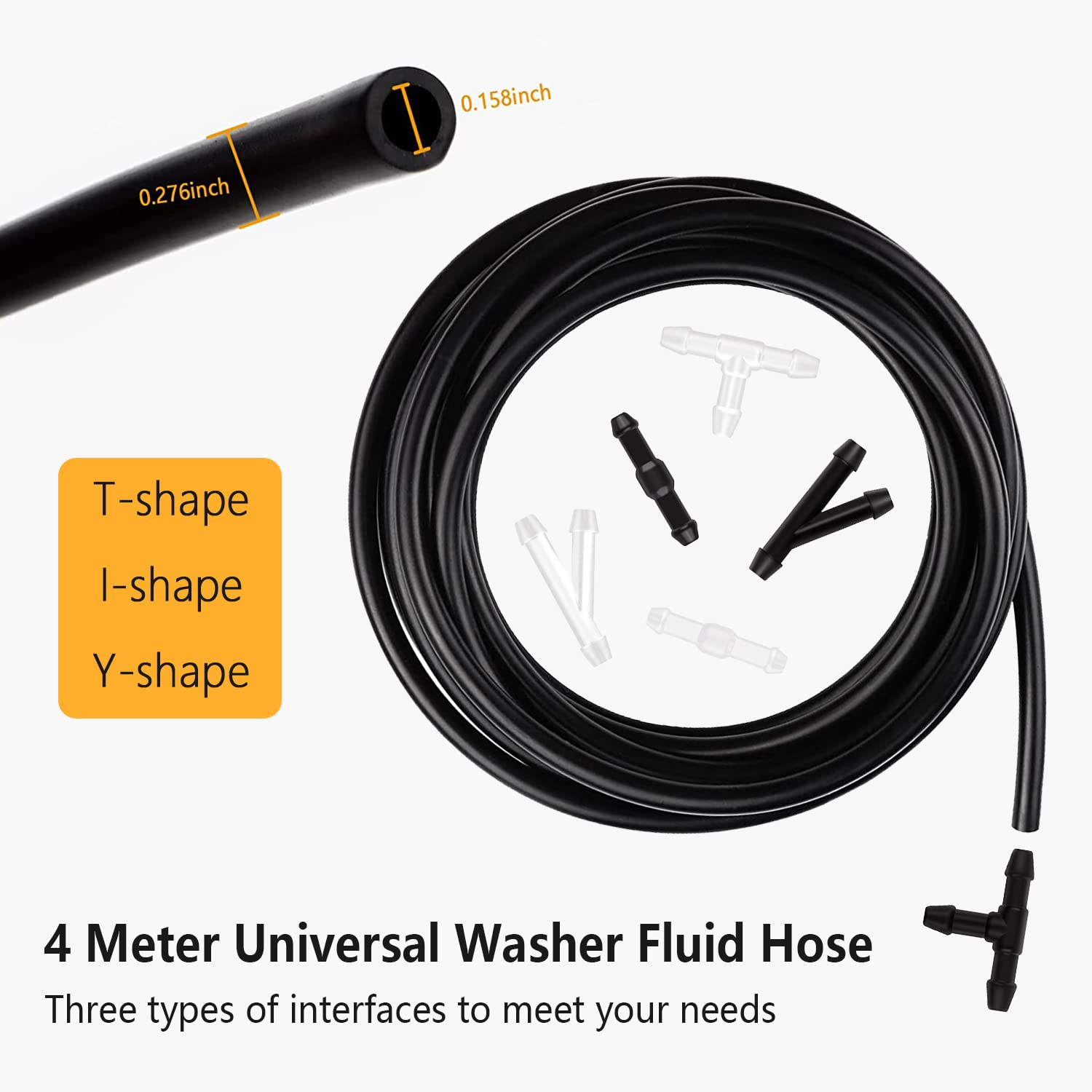 **4M Windshield Washer Nozzles Hose Kit with 6 Hose Connectors & Gaskets - OEM#5113049AA - Compatible with Dodge, Ram, Chrysler - Perfect for Car Maintenance & Windshield Cleaning**