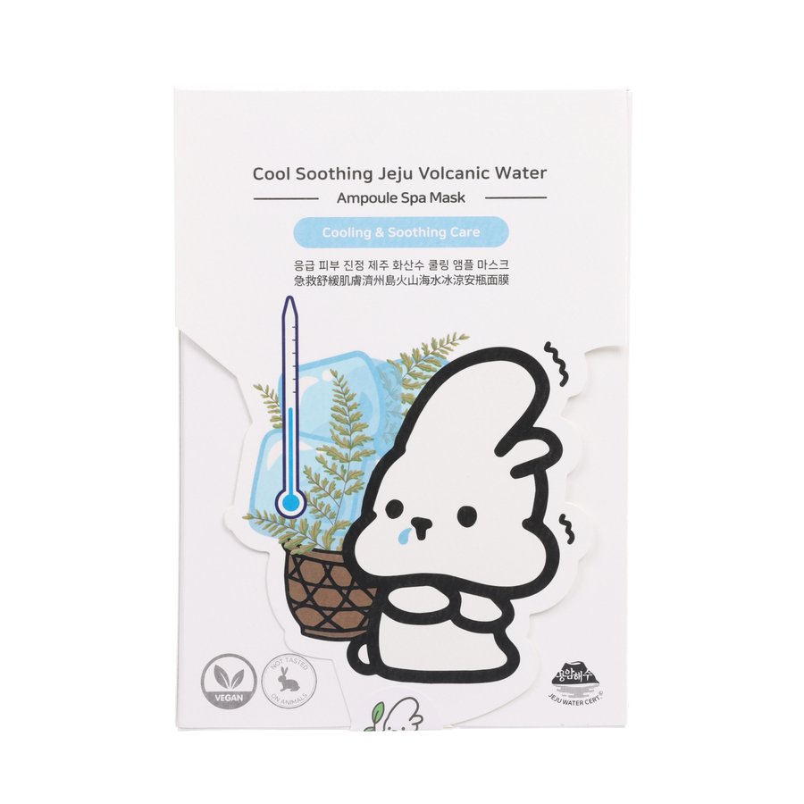 LOG ON Cool Soothing Jeju Volcanic Water Ampoule Spa Mask (5pcs) - Hydrating & Calming Korean Face Sheet Mask for Dry & Sensitive Skin - Perfect for Daily Skincare Routine & Spa Night