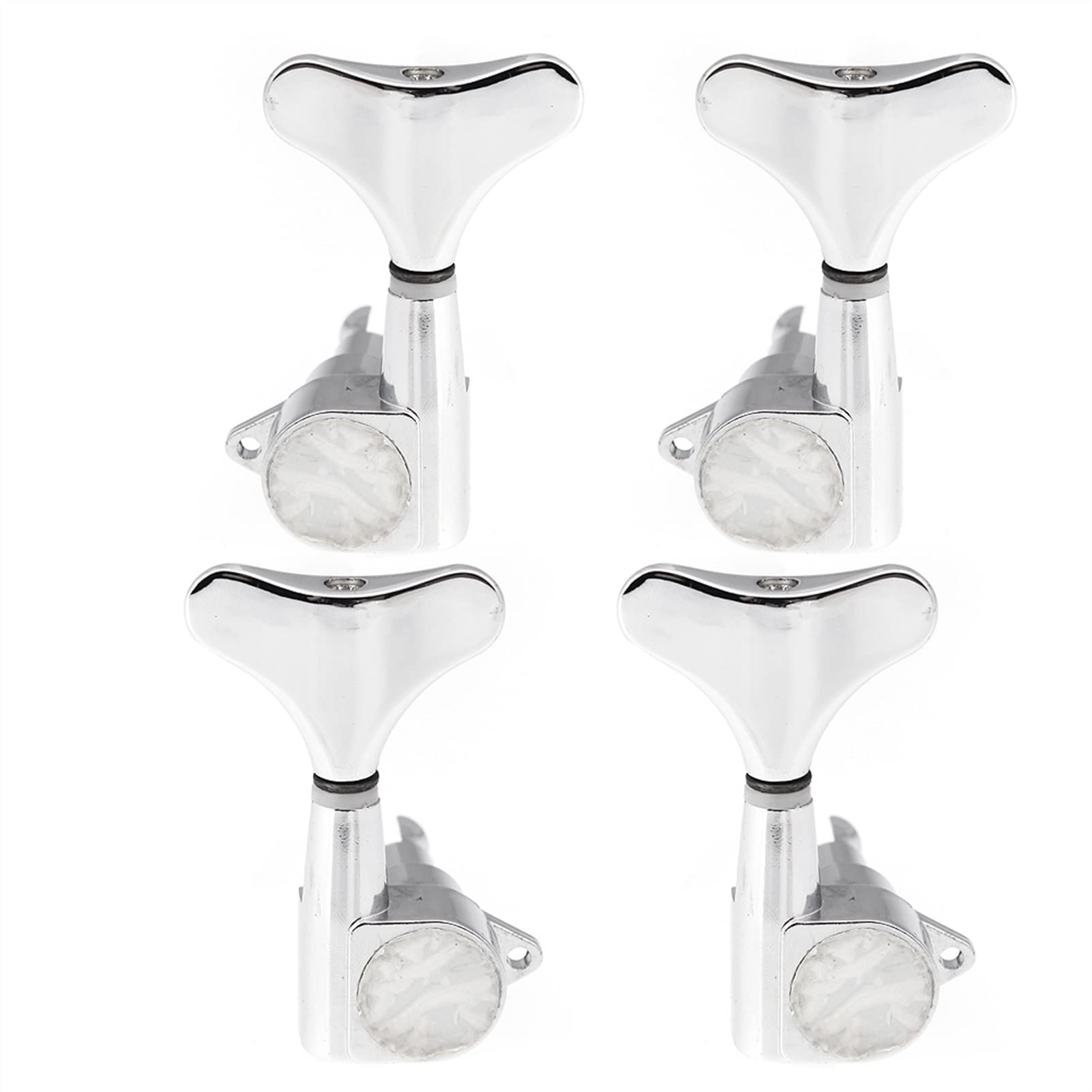 4 Chrome Sealed Guitar Tuning Pegs - Premium Bass Guitar Tuners (2L+2R) - Durable Machine Heads with Knobs for Smooth Tuning - Perfect for Electric & Acoustic Bass Guitars - Stage & Studio Use