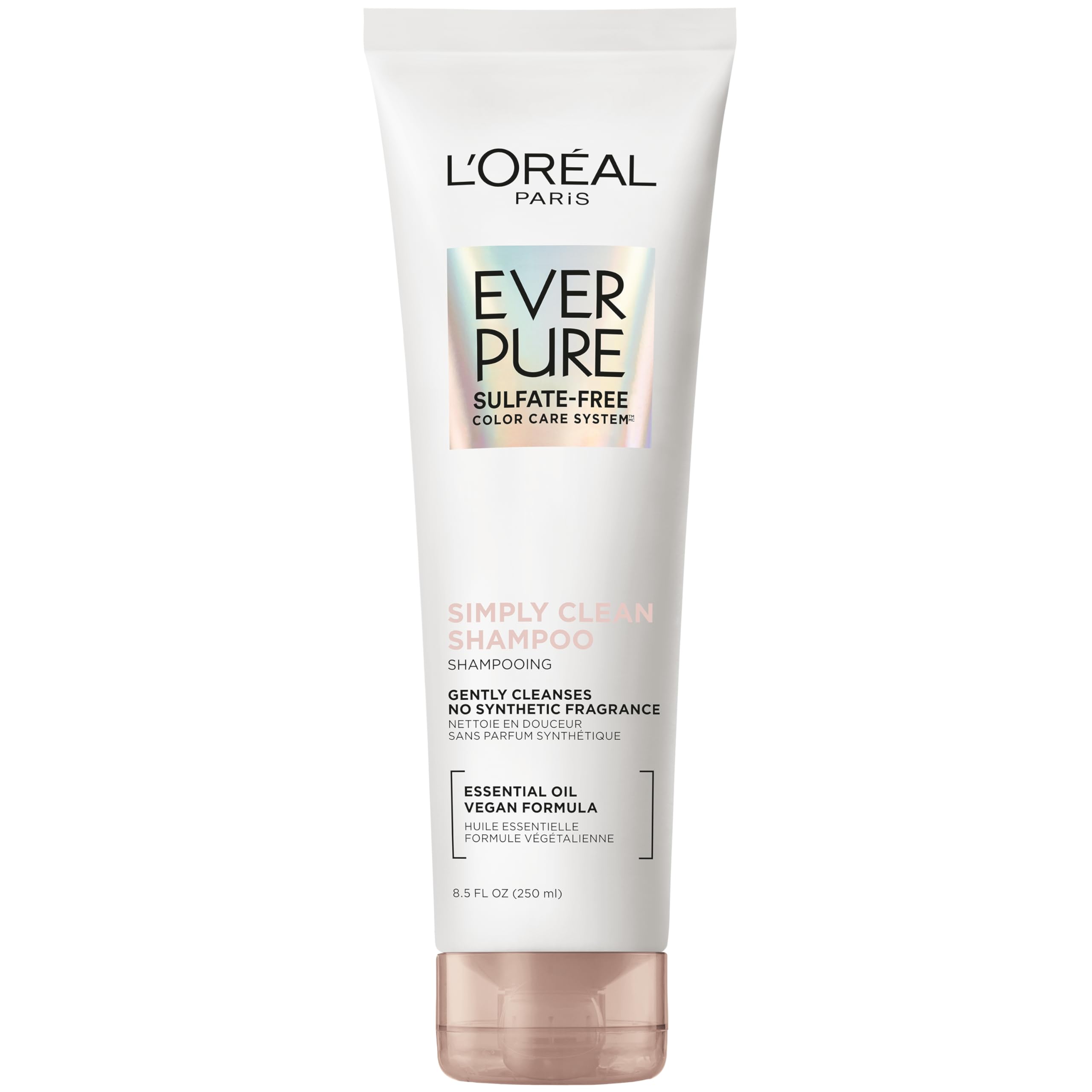 L'Oreal Paris EverPure Sulfate Free Simply Clean Shampoo - Hydrating Hair Care with Rosemary Essential Oils, 8.5 Fl Oz - Gentle Daily Cleansing for Color Treated & Dry Hair